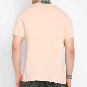 T-shirt en coton rose clair à col rond et manches courtes pour homme, coupe classique, décontracté, en jersey, couleur unie, respirant, tricoté - Product Image 4