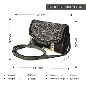 Hand Tooled Leather Cowhide Crossbody Bag for Women Western Floral Hair <b>On</b> Hide Shoulder Purse - Product Image 4