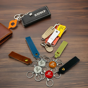 Llavero de aleación de aluminio personalizable con cuero de microfibra - Product Image 1