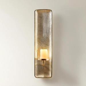 Applique murale moderne en métal texturé, porte-bougie rectangulaire côtelé, bougeoir de luxe pour hôtel et restaurant, décoration murale artistique - Product Image 4