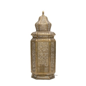 Wholesale Tall Moroccan Style <b>Gold</b> Metal Candle <b>Lantern</b> for Home and Patio Decoration - Product Image 3