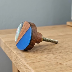 Tirador y Pomo para Cajón Moderno, Redondo, de Madera, Resina y Metal, Ecológico, Multifuncional y Duradero, Color Azul, para Uso en Hogar y Oficina - Product Image 5