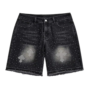 Shorts en jean vintage streetwear pour hommes, coupe ample, style décontracté, personnalisables, pour l'été, prix de gros - Product Image 1