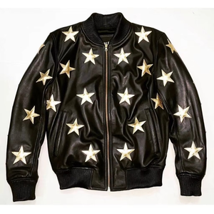 <b>Men's</b> Cotton Leather <b>Jacket</b> New Luxury Texture Embossed Bomber Style <b>Canvas</b> Stand Windproof Breathable Winter Customizable - Product Image 2