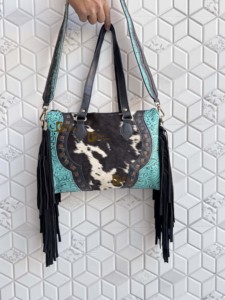 Nuevo Bolso Tote de Cuero Vacuno Estilo Western con Patrón Elegante y Grabado a Mano, Bolso de Cuero con Flecos, Bolsos de Cuero Elegantes para Mujer - Product Image 3