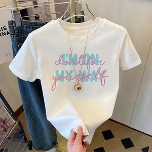 New 2026 Cotton <b>White</b> Printed Breathable T-Shirt wholesale Women's Classic Fit V Neck T-Shirts Women t Shirt Women Solid V Neck - Product Image 4
