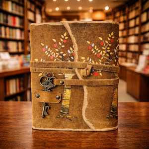 Carnet de notes en cuir à couverture rigide avec reliure spirale, 100 feuilles, marron, avec breloque clé et motif arbre, idéal comme cadeau ou carnet de croquis - Product Image 2