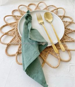 Woven Sunflower Design Rattan Placemat Handmade Dining Table Decoration Rustic Style Deco - Product Image 4