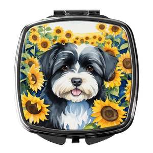 Compact Folding Handheld Makeup <b>Mirror</b> Havanese Sunflowers Decorative <b>Travel</b> <b>Mirror</b> Gift for Women and Girls - Product Image 1