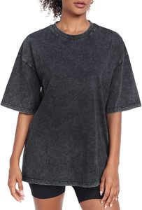 Camiseta Premium de Cuello Redondo y Manga Corta para Mujer, 100% Algodón, Color Sólido, Corte Holgado, para Todas las Temporadas, Tejido de Punto Jersey - Product Image 4