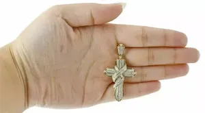 Colgante de Cruz con Diamante Moissanita Real de 3 Quilates, Corte Brillante, para Mujer, Chapado en Oro Amarillo de 14K, Plata de Ley 925, Estilo Hiphop - Product Image 5