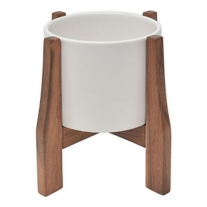 Support de plante en bois d'acacia massif de qualité supérieure, rond, surélevé, pour plantes d'intérieur, décoration maison et bureau - Product Image 1