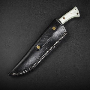 PASHA ENTERPRISES Handmade Damascus Steel <b>Drop</b> Point Straight Hunting Knife White Micarta Handle Fixed Camping Outdoor Survival - Product Image 4