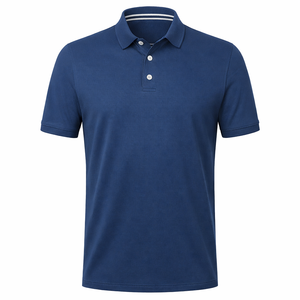 Men's Blue <b>Star</b> Printed Polo <b>Shirt</b> Short Sleeve Regular Fit Casual Style Oxford Fabric Woven Design - Product Image 4