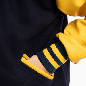 แจ็คเก็ต Varsity Letterman ขายส่ง แจ็คเก็ตเบสบอลแบบกันน้ำ แจ็คเก็ตวินด์เบรกเกอร์แบบกำหนดเองพร้อมแขนหนัง ไซส์ใหญ่พิเศษ - Product Image 6