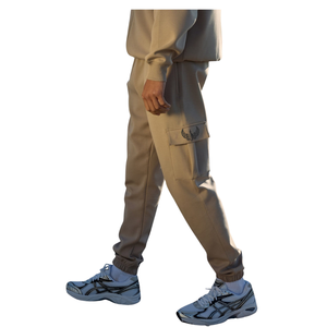 Mens Beige Full <b>Zip</b> <b>Hooded</b> Tracksuit Set Casual Athletic Sweatshirt and Jogger Pants Sportswear Training Workout Outfit Set - Product Image 6