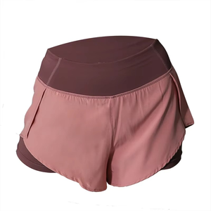 Manufacturer Custom <b>Elastic</b> Waist Women 2 in 1 Quick Dry Polyester Athletic Running Jogging Sports Fitness Yoga Shorts - Product Image 1