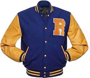 <b>Men's</b> Varsity <b>Jacket</b> Red Gray <b>Leather</b> Sleeve Embroidered B Letter Patch Casual Windproof Preppy Style Collarless Autumn Wear - Product Image 5
