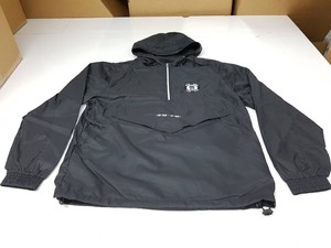 Men's Hooded Quarter-Zip Windproof Windbreaker <b>Jacket</b> Solid Colour Casual Polyester Outerwear Front Logo Design Lightweight - Product Image 1