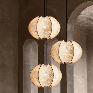 Restaurant Rotating Shape Rope Chandelier Weave Natural Pendant Shade - Product Image 5