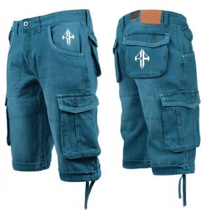Pantalones Cortos de Mezclilla para Hombre, de Alta Calidad, con Estampado de Serigrafía, Estilo Jeans, de Pierna Ancha, Material Spandex/Poliéster - Product Image 1