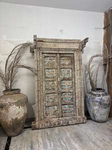 Porte en bois massif antique avec cadre sculpté à la main, style moderne du milieu du siècle, pour villa de luxe, chambre, salon, salle à manger - Product Image 2