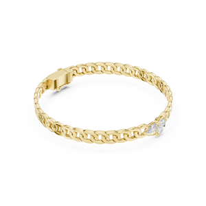 Pulsera de cadena de eslabones con doble diamante en oro amarillo de 18 quilates - Product Image 4
