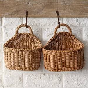 Cesta de Almacenamiento de Mimbre para Montar en la Pared, de un Solo Nivel, Estilo Rústico, Hecha a Mano, Ecológica, Organizador Colgante Multifuncional para Sala de Estar - Product Image 6