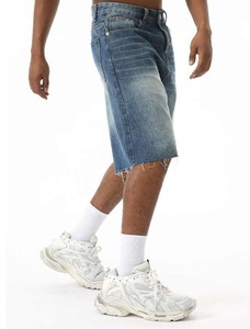 Pantalones Cortos de Mezclilla Desgastados para Hombre, Cintura Media, Estilo Lápiz con Borde Crudo, Casuales de Verano, de Algodón, Impermeables, Transpirables, Ecológicos, Estilo Punk - Product Image 6