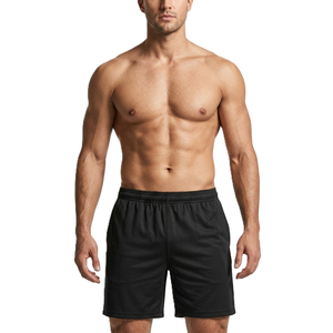 Shorts de sport noirs pour hommes, respirants, taille mi-haute élastique, 100 % coton tricoté, séchage rapide, anti-plis, pour la course et la gym - Product Image 4