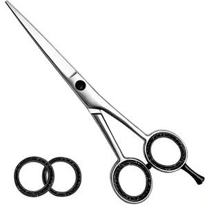 Tijeras de Peluquería Profesionales de Doble Apoyo para Dedos, con Borde de Cuchilla, de Acero Inoxidable, para Adelgazar el Cabello, con Logotipo Personalizado - Product Image 1
