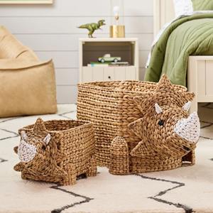 Set of 2 water <b>hyacinth</b> <b>baskets</b> woven in a rhinoceros pattern Handmade Storage <b>Basket</b> Wholesale eco-friendly Made in Vietnam - Product Image 2