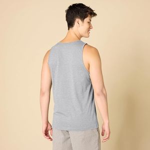 Men's Gray Cotton Tank Top O-Neck Solid Casual Knitted Sleeveless <b>Vest</b> Plus Size - Product Image 4