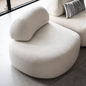 Nouveau canapé modulaire confortable de qualité supérieure, en forme de galet, en tissu durable, beige, incurvé, pour salon, villa - Product Image 6