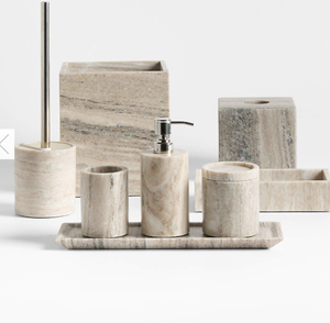 High on Demand Gray Marble <b>Bathroom</b> <b>Accessories</b> <b>Set</b> with Stainless Steel Pump Use For Home and Restaurant - Product Image 2