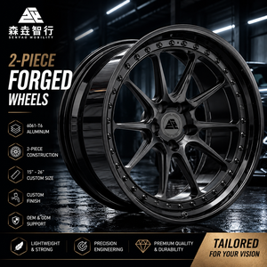 Série Black Knight agressive : Jantes forgées en 2 parties |   Jantes en maille noire mate sur mesure pour BMW M3 M4 Porsche 911 Audi RS - Product Image 1