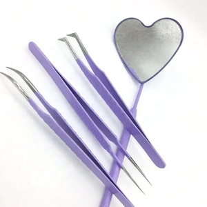 Pinzas para Pestañas DANTRIC IMPLANTS de Acero Inoxidable Morado con Punta Lisa, Mango en Forma de Corazón, Herramientas de Precisión para Aplicación de Cejas - Product Image 6