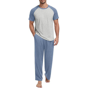 2 Piece <b>Men</b> Night Suit Short Sleeve Crew Neck Shorts <b>Set</b> Elastic Waist Soft Breathable Lightweight Summer <b>Pajamas</b> - Product Image 1