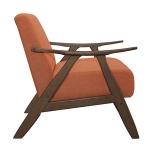 Poltrona Moderna 1 Pezzo per Casa, Rivestita in Tessuto Arancione, Finitura Noce, Legno Massello di Gomma, Seduta con Cuscino per Soggiorno - Product Image 3