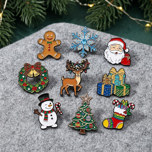 Regalo <span class=keywords><strong>de</strong></span> Navidad, Lindo Broche <span class=keywords><strong>de</strong></span> Santa Claus <span class=keywords><strong>de</strong></span> Dibujos Animados, Aleación <span class=keywords><strong>de</strong></span> Zinc, Impresión UV, Esmalte, Color Personalizado, para Ropa, Bolsos, Bufandas - Product Image 3