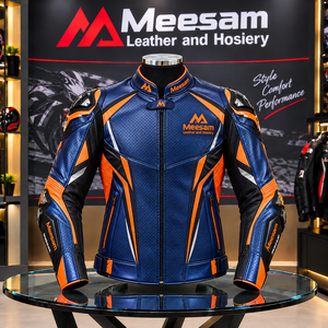 เสื้อแจ็คเก็ตมอเตอร์ไซค์หนังสีขาวแบบมีรูพรุน พร้อมแผ่นป้องกัน ระบายอากาศได้ดี สำหรับการแข่งรถ - Product Image 6
