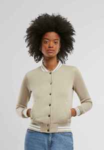 Women's Skin Varsity <b>Jacket</b> With <b>White</b> Sleeve Cuffs Solid Color Preppy Style Stand Collar Full Sleeve Regular Fit Autumn Wear - Product Image 2