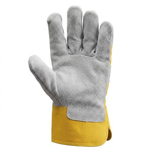 Gants de travail en cuir durables, jaunes et gris, avec bouts des doigts antidérapants, antistatiques, résistants à l'abrasion, à revers droit, usage général, sécurité - Product Image 3