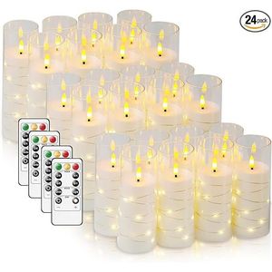 Set di 12 Candele LED Senza Fiamma con Timer, Atmosfera Romantica, Decorazione per la Casa, Candele Acriliche Stabili con Effetto Tremolante - Product Image 3