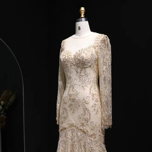 Jancember LSZ122 Glaromousレースパターン長袖シャンパンマーメイド結婚パーティープロムス - Product Image 4