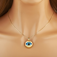 Collier avec pendentif œil bleu plaqué or, charme personnalisé, bijoux minimalistes, grand pendentif pour femmes, hommes, cadeau pour meilleur ami