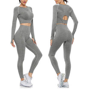 Oferta Especial: Conjunto de 2 Leggings de Yoga para Mujer, Cintura Media, Texturizados, hasta la Rodilla, Elásticos, Sin Costuras, para Deporte - Product Image 1