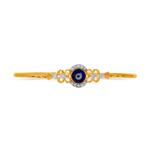 Bracelet en or jaune pour femme avec diamant bleu œil de turc et diamants ronds taille brillant, style classique, à porter au quotidien - Product Image 2