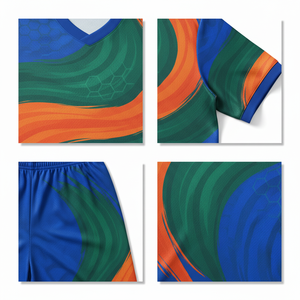Maillots de football personnalisés en gros, uniformes de football respirants de haute qualité, manches courtes, logo sur le devant, unisexe, adulte - Product Image 3