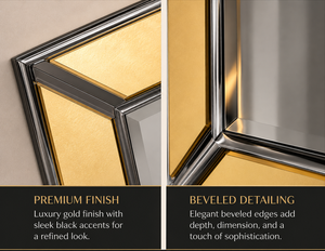 Golden <b>Wall</b> <b>Mirror</b> <b>Rectangle</b> Design Decorative <b>Mirror</b> <b>for</b> Bathroom Bedroom Living Room Modern | Stylish <b>Wall</b> Mounted 24*36 Inch - Product Image 3
